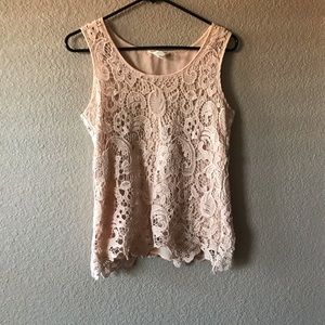 Lush pink lace tank top